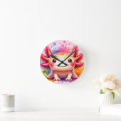 Buntes lächelndes Axolotl als Grafik Runde Wanduhr (Zuhause)