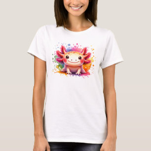 Buntes lächelndes Axolotl als Grafik T-Shirt