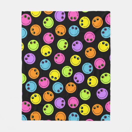 Buntes lächelndes Emoji stellt gegenüber Fleecedecke (Vorderseite)