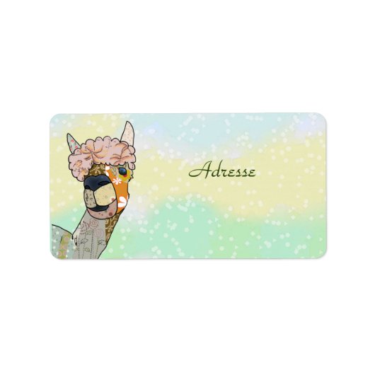 buntes Lama Adressaufkleber (Vorne)