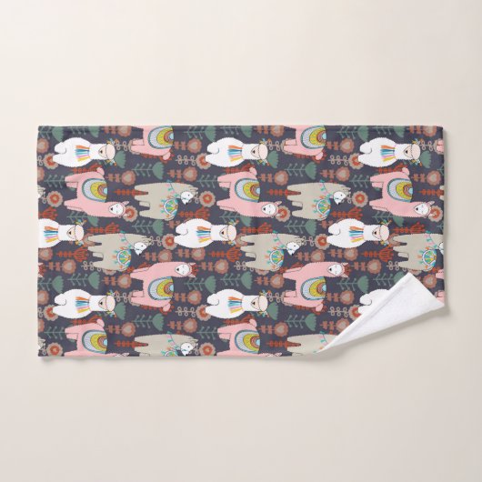 Buntes Lama-Muster Badhandtuch Set (Handtuch)