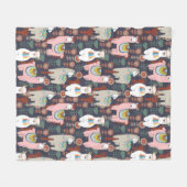 Buntes Lama-Muster Fleecedecke (Vorderseite (Horizontal))
