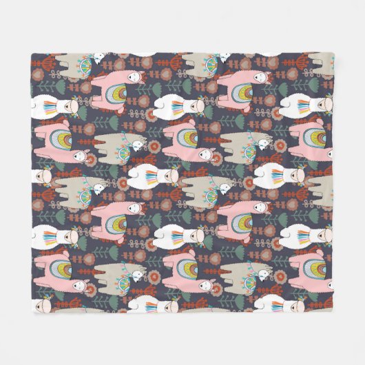 Buntes Lama-Muster Fleecedecke (Vorderseite (Horizontal))