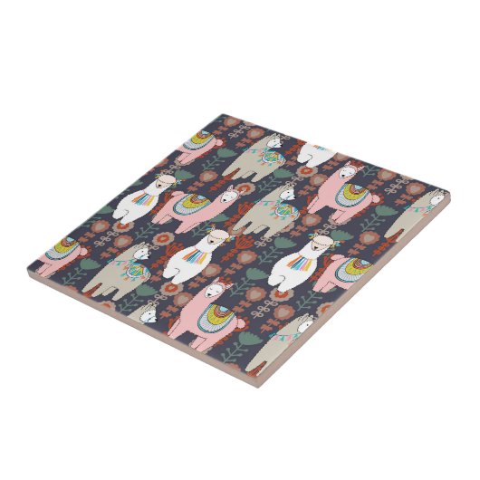 Buntes Lama-Muster Fliese (Seite)