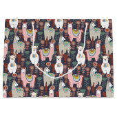 Buntes Lama-Muster Große Geschenktüte (Vorderseite)