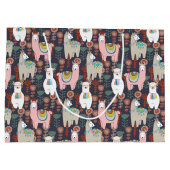 Buntes Lama-Muster Große Geschenktüte (Rückseite)