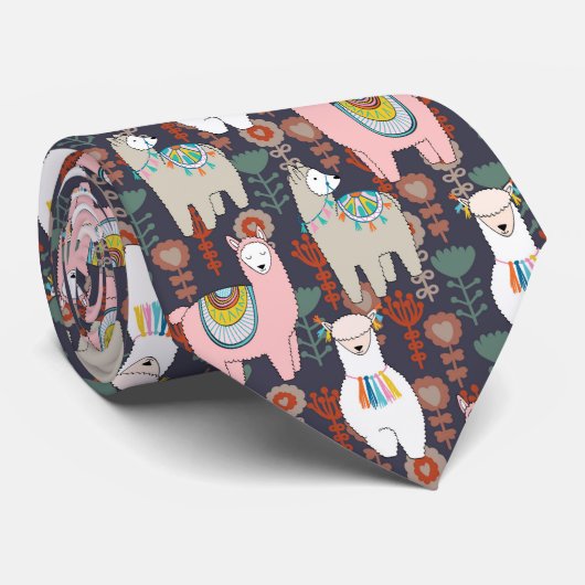 Buntes Lama-Muster Krawatte (Gerollt)
