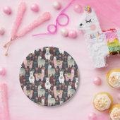 Buntes Lama-Muster Pappteller (Party)
