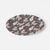 Buntes Lama-Muster Pappteller (Schrägansicht)