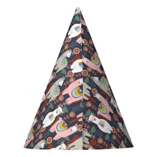 Buntes Lama-Muster Partyhütchen (Rückseite)