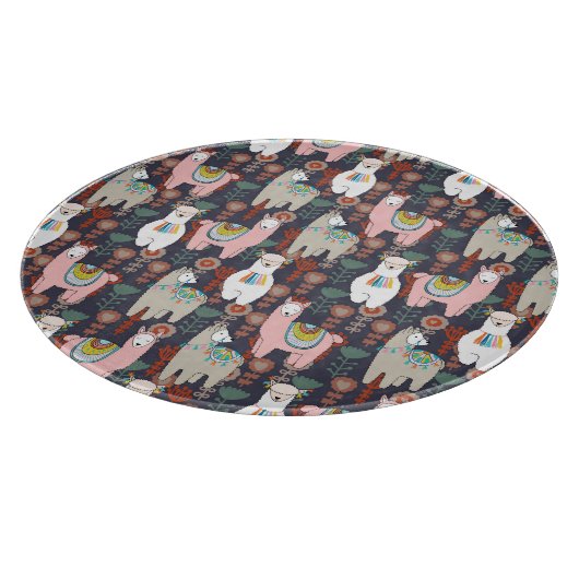 Buntes Lama-Muster Schneidebrett (Ecke)