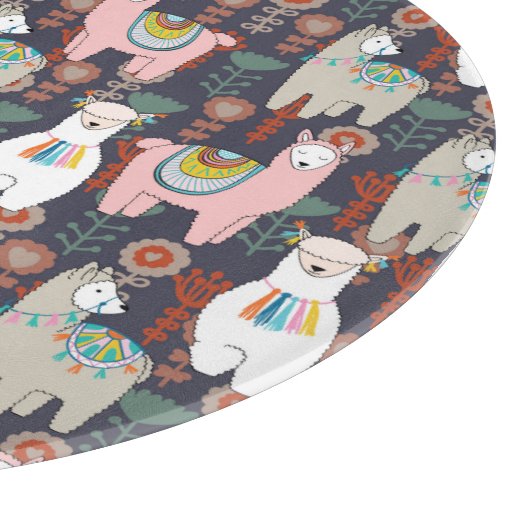 Buntes Lama-Muster Schneidebrett (Ecke)
