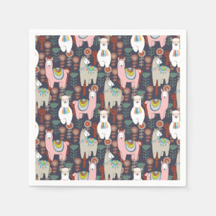 Buntes Lama-Muster Serviette
