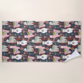 Buntes Lama-Muster Strandtuch (Vorderseite)