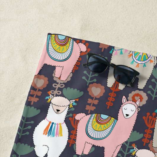 Buntes Lama-Muster Strandtuch (Beispiel)