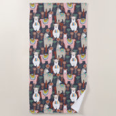 Buntes Lama-Muster Strandtuch (Vorderseite)