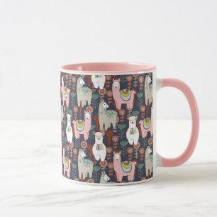 Buntes Lama-Muster Tasse