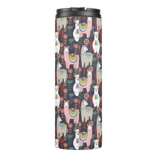 Buntes Lama-Muster Thermosbecher (Rückseite)