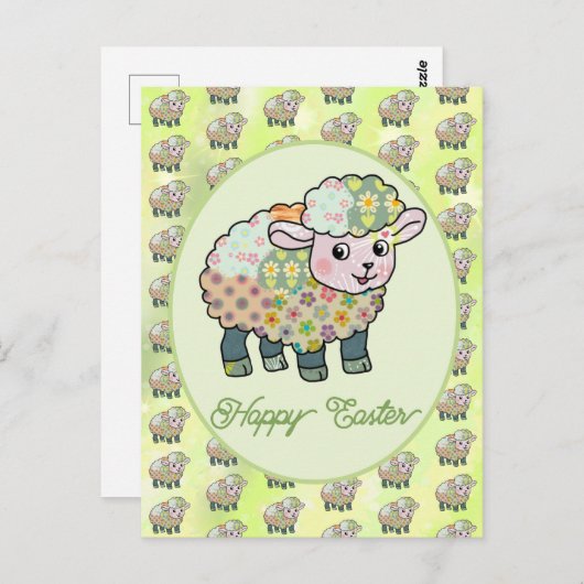 buntes Lämmchen postkarte (Vorne/Hinten)
