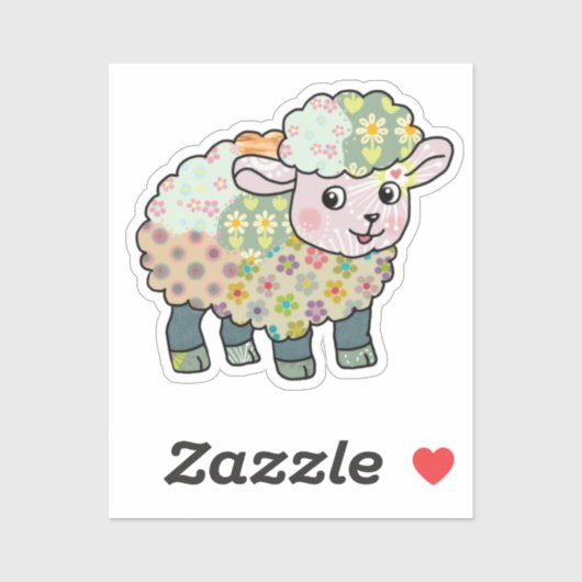 buntes Lämmchen postkarte Aufkleber (Blatt)