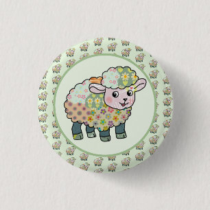 buntes Lämmchen postkarte Button