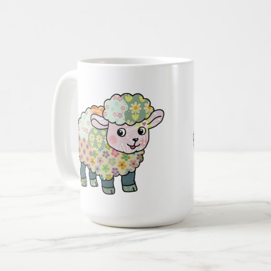 buntes Lämmchen postkarte Kaffeetasse (Vorderseite Links)