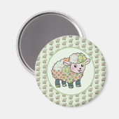 buntes Lämmchen  postkarte Magnet (Vorderseite/Rückseite)