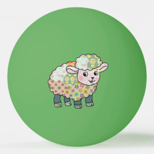 buntes Lämmchen postkarte Tischtennisball