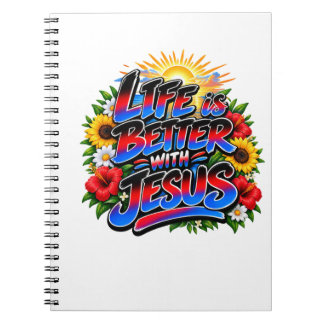 Buntes Leben ist besser mit Jesus Sonnenblumen Notizblock