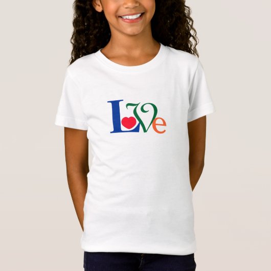 Buntes Liebe-Herz T-Shirt (Vorderseite)