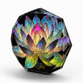 Buntes Lotusblumen-Buntglas auf schwarzem Hintergr Fotoblock (Rechts)