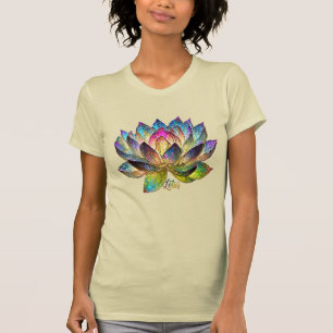 Buntes Lotusblumenfenster in Buntglasarbeit T-Shirt