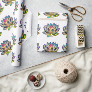 Buntes Lotusblumenfenster in Weiß Geschenkpapier