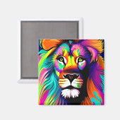 Buntes Löwe Digitale Kunst Magnet (Vorderseite/Rückseite)