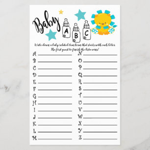 BUNTES LÖWEN-ABC-BABY-SHOWER-SPIELKARTE FLYER