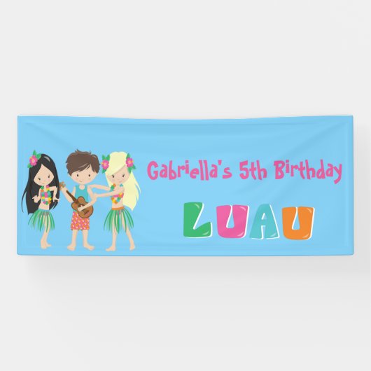 Buntes Luau scherzt Party-Fahne Banner (Horizontal)