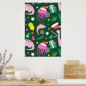 buntes, lustiges Weihnachtsmuster Poster (Küche)