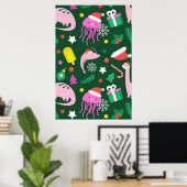 buntes, lustiges Weihnachtsmuster Poster (Heimbüro)