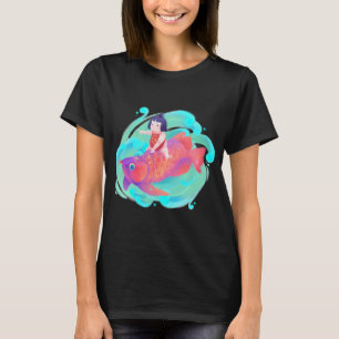 Buntes Mädchen & Fisch T-Shirt