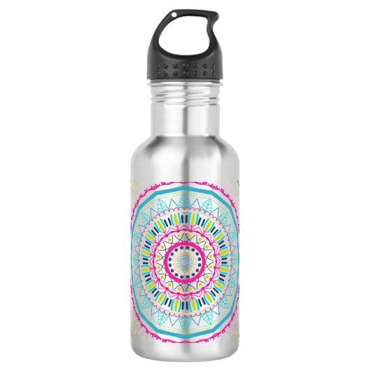 buntes Mandala Edelstahlflasche (Vorderseite)