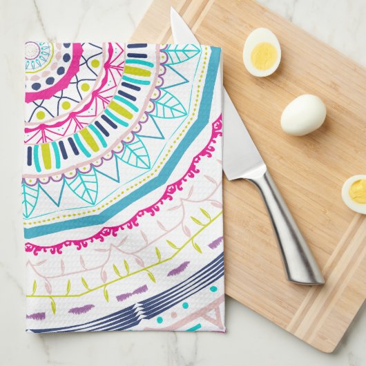 buntes Mandala Geschirrtuch (Viertel Falte)