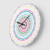 buntes Mandala Große Wanduhr (Winkel)