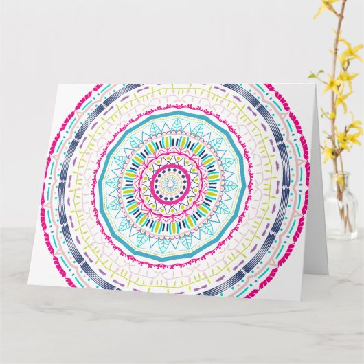 buntes Mandala Karte (Gelbe Blume)