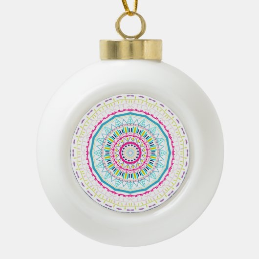 buntes Mandala Keramik Kugel-Ornament (Vorderseite)