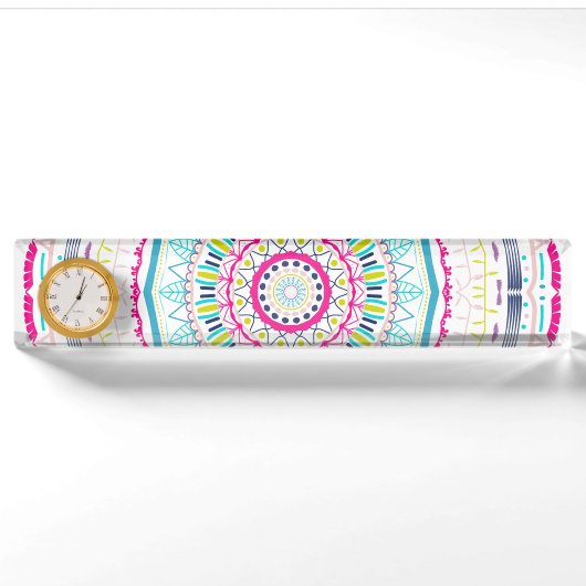buntes Mandala Namensplakette (Vorderseite)