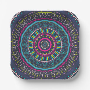 buntes Mandala Pappteller