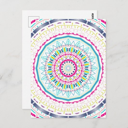 buntes Mandala Postkarte (Vorne/Hinten)