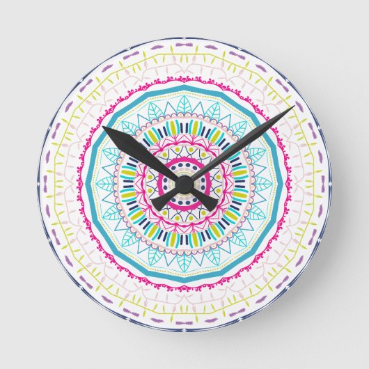 buntes Mandala Runde Wanduhr (Vorderseite)
