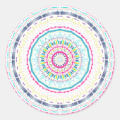 buntes Mandala Runder Aufkleber (Vorderseite)