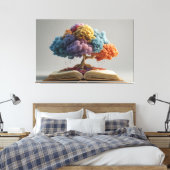 Buntes Märchenbaum-Fantasieblühen Leinwanddruck (Insitu (Schlafzimmer))